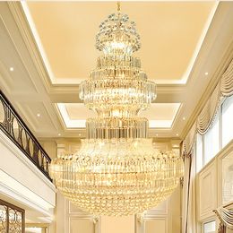Big LED Modern Crystal Chandeliers Light Fixture European American Chandelier Hotel Hall Lobby Parlour Home Indoor Lighting Dia80cm / 100cm