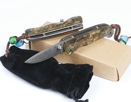 new mini small damascus pocket folding blade knife vg10 damascus steel drop point blade abalone shell stainless steel sheet handle