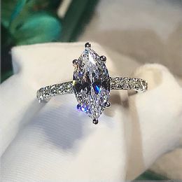 5CT Sparkling Hot Sale Luxury Jewellery 18K White Gold Fill Marquise Cut Moissanite Diamond Eternity Party Women Wedding Band Ring For Love