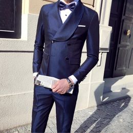 2piece formal men suits double breasted satin custom made suits tuxedos party formal business peaked lapel blazer suits for man