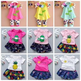 Baby Girl Clothes Leaves Embroidered Girls Vest Shorts 2pcs Sets Cotton Baby Outfits Summer Sleeveless Baby Clothing 12 Designs BT3949