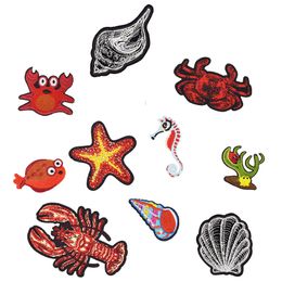 10 PCS Lovely Embroidery Marine Organism Patch Badge for Kids Iron on Transfer Embroidery Patch for Clothes Bags Hats Shoe Sew Accessories