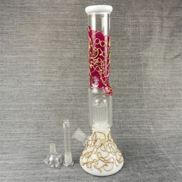 Unique Pattern Ivory Base Glass Water Bongs Hookahs 14Inches Dab Rig 18mm Joint for Smoking