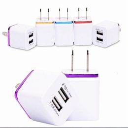 Metal Dual USB wall Charger US EU Plug 2.1A AC Power Adapter two 2 port for Iphone Samsung Galaxy Note LG Tablet Ipad