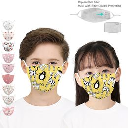 3D Printed cartoon animals the cat giraffe Kids designer face mask adjustable protective mask dust with filter breathable face masks