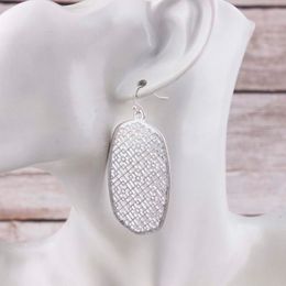 Gold Silver Brass Filigree Floral Oval Drop Statement Earrings for Women Unique Cut Out Geometric Jewellery Accessories