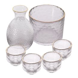 Clear Thick Glass Decanter Bottle Cooler Shot Cups Drinkware for Cold Sake Wine Liquor Spirit Handcraft Japanese Glassware Home Restaurant