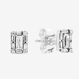 NEW Sparkling Square Halo Stud Earrings Womens Fashion Jewellery with Original box for Pandora 925 Sterling Silver CZ diamond EARRING