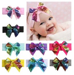 Sequin Baby Headband Bow Girls Turbans Elastic Newborn Hairband Bowknot Infant Headwear Fashion Kids Hair Accessories 9 Colours DW5656