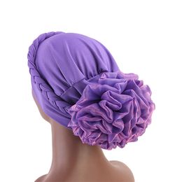 For Women Hot Sale Big Flower Hat Hair Accessories Muslim Headscarf Hijab Chemotherapy Cap Colourful Headband Headwear Fashion