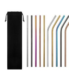 Stainless Steel Coloured Drinking Straws 8.5 9.5 10.5 Bent and Straight Reusable Metal Straws Tool 10 Colours OD choose Home Party
