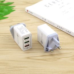 3 Multi-Port USB QC 3.0 Quick Charge Hub Mains Wall Charger Adapter Portable Wall Mobile Charger Fast Charger UK Plug