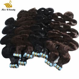 Body Wave Tape in Human Hair PU Weft Hair Extensions Black Brown Colour 8-30inch Remy Human Hair Bundles