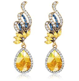 Earrings Fashion Trendy Water Drop Earrings Blue White Diamond Sparkling Gemstones Crystal Studs Ear Ornaments Women Earrings Jewellery WY1488