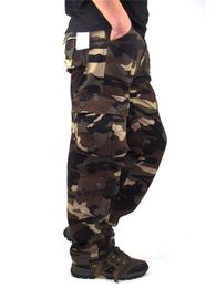 Men's Cargo Outwear Camouflage Baggy Combat Multi-pockets Casual Trousers Overalls Army Tactical Pants Size 44