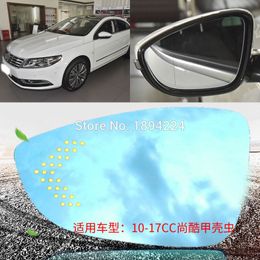 For Volkswagen Scirocco/CC Car Rearview Mirror Wide Angle Blue Mirror Arrow LED Turning Signal Lights