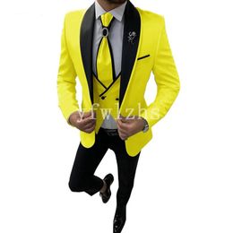 New Style One Button Handsome Shawl Lapel Groom Tuxedos Men Suits Wedding/Prom/Dinner Best Man Blazer(Jacket+Pants+Tie+Vest) W228