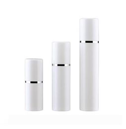 10pcs/lot 15ml 30ml 50ml White Airless Pump Bottle -Travel Refillable Cosmetic Skin Care Cream Dispenser, PP Lotion