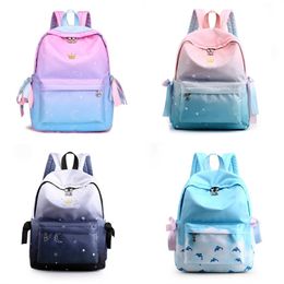 School Students Shoulders Backpacks Girl Korean Nylon Waterproof bag Outdoor Travel Backpack Inkjet Painting Women Men Unisex 35cl B2