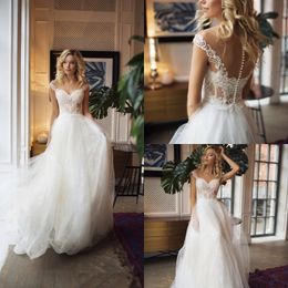 Wedding Dresses A Line Off Shoulder Bridal Gowns Scoop Neck Wedding Gowns Country Style Short Sleeveless 2 pcs Skirt