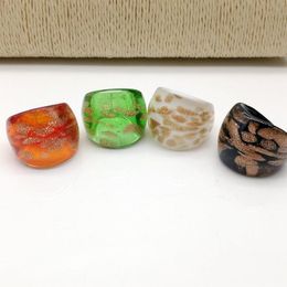 Wholesale 8Pcs Mix Colour Lampwork Glass Murano Rings 17-19mm Band Ring Random mixed model