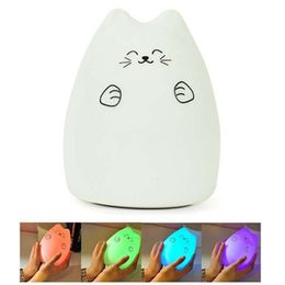Colorful Cat Silicone LED Night Light Rechargeable Touch Sensor light 2 Modes Children Cute Night Lamp Bedroom Light remote control