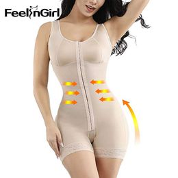 FeelinGirl Fajas Colombianas Reductora Full Body Shapers Slimming Shaperwear Overbust Postpartum Recovery Bodysuit Waist Shapers Y200710