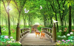 Custom photo wallpapers for walls 3d murals Beautiful and simple idyllic green big tree forest landscape mural background wall papers decor