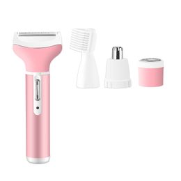 Kemei Multifunctional 4 in 1 Rechargeable Women Body Shaver Beard Eyebrow Nose Trimmer Set Electric Shaver Armpit Epilator Shaver for Women