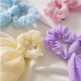 Long Scrunchies Solid Color Large Intestine Ring Seersucker Headband Ribbon Hairbands Ponytail Holder Girls Hair Accessories 6 Colors BT5567