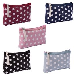 Small Dot Makeup Bag Organizer for Women Travel Cosmetic Bags for Girls Make Up Pouch Toiletry Storage Bag Clutch Coin Wallet Purse