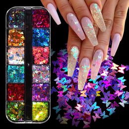 12 Colors Mixed Sequins Laser DIY Star Butterfly Patch Nail Art Decoration Decals Glitter Flake Manicure Nails Supplies Tool