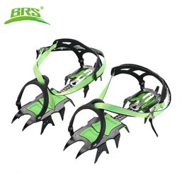 BRS Professional 14 Teeth Crampons Snow Non-slip Boot Shoe Cover Manganese Steel Strap-on Ice Gripper for Outdoor Skiing Hiking Climbing