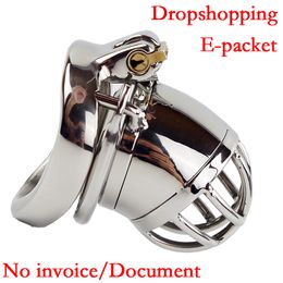 Male Chastity Device Stainless Steel Anti Off Version Short Paragraph Penis Lock Restraint Sex Ring for Men Cock Cage CX200731