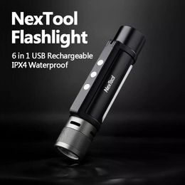 Youpin Youpin NexTool 6 in 1 USB Rechargeable Flashlight 240m IPX4 Waterproof LED Flashlight Type-C Searching Torch for Camping