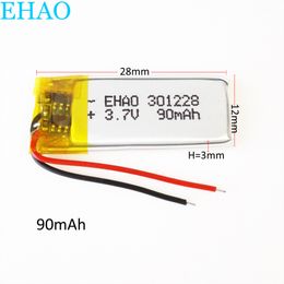 Model : 301228 90mAh 3.7V Lithium Polymer LiPo Rechargeable Battery cells Power For Mp3 Mp4 PAD DVD smart watch bluetooth headphone headset