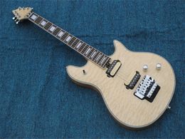 Factory custom Milky Yellow Body Electric Guitar with Cloud pattern,Chrome Hardware,Rosewood fingerboard,can be Customised