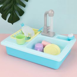 Kids Simulation Electric Dishwasher Toy Pink Blue Kitchenware Pretend Play Miniature Educational Kitchen Toys for Girls children