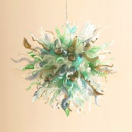 Art Deco Pendant Lamps Mouth Blown Glass Chandelier Lighting, Spheres ,Spirals, Leaf, Twists Shape Decoration Pendant-Light Fixtures Multi Colour Indoor Lights-Z