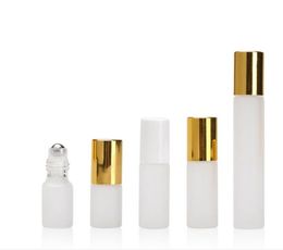 10ml 5ml 3ml Perfume Roll On Glass Bottle Frosted Clear with Metal Ball Roller Essential Oil Vials#36109