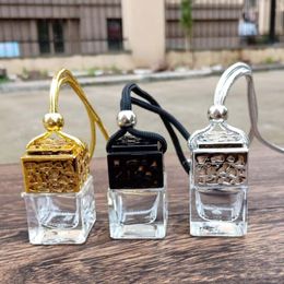 8ML Car Cube Perfume Bottle Hollow Hanging Perfume Ornament Air Freshener For Essential Oils Diffuser Fragrance Empty Glass Bottle LX2429