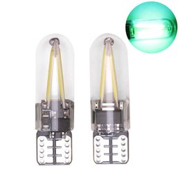 Car Green T10 COB W5W Car Interior LED Wedge 192 168 2825 W5W 194 259 Door Instrument Side Bulb Licence Plate Light Glass Shell 12V