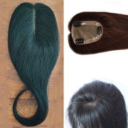 indian virgin human hair 612 size silk base toupee hair extensions natural color brown color 3pcs one lot free