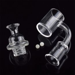 DHL Factory price 4mm Clear Bottom 10mm 14mm 18mm Quartz Banger Nail with Terp Pearl and Spinning Carb Cap For Dab Rigs Bong