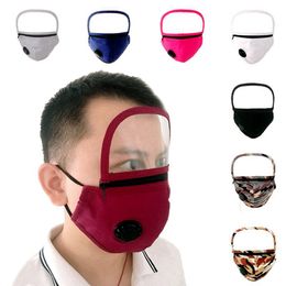 2 in 1 Valve Face Masks With Zipper Removable Eye Shield Dustproof Washable Full Face Protective Face Shield Designer Masks RRA3356