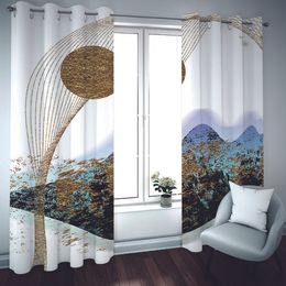 Modern Curtains Marble landscape Window Curtain Living Room Photo Printing HD Curtains