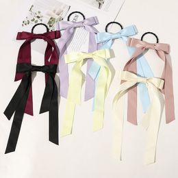 Fashion Satin Hairpin hairbands Double-sided Ribbon Streamer Bow Hair Clips Scrunchie Solid Clip Barrettes Women Hair Accessories M2291