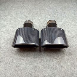 1 Piece Oval Shape Exhaust Muffler Pipe For Universal Outlet 90mm 155mm Glossy Carbon Fibre Single Tips