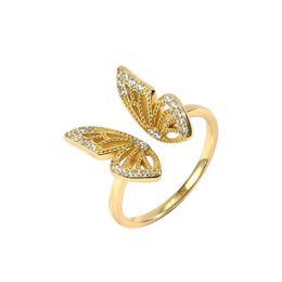 925 Sterling Silver Butterfly White Birthstone CZ Ring Expandable Open Rings Adjustable for Women Fashion Jewellery