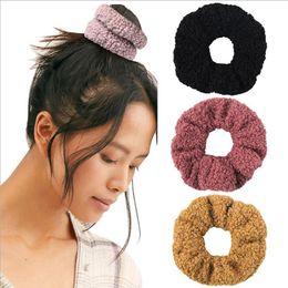 Women Headwear Solid Large Intestine Hair Ring Soft Faux Fur Hair Ties Elastic Scrunchie Bands Ponytail Holder Girls Hair Accessories BT4881